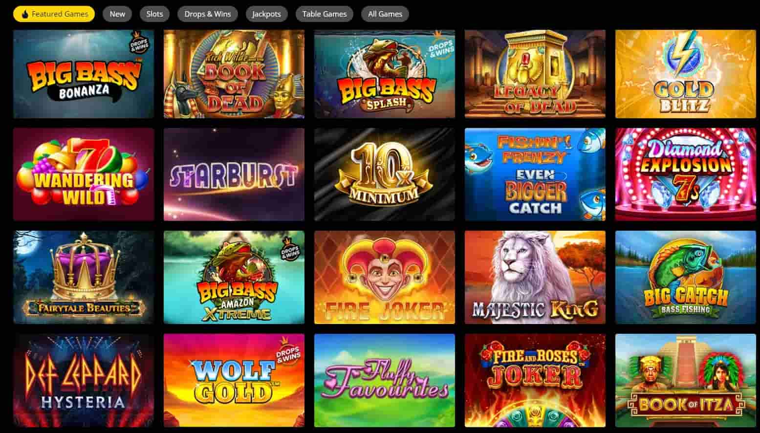 game lobby of heyspin casino