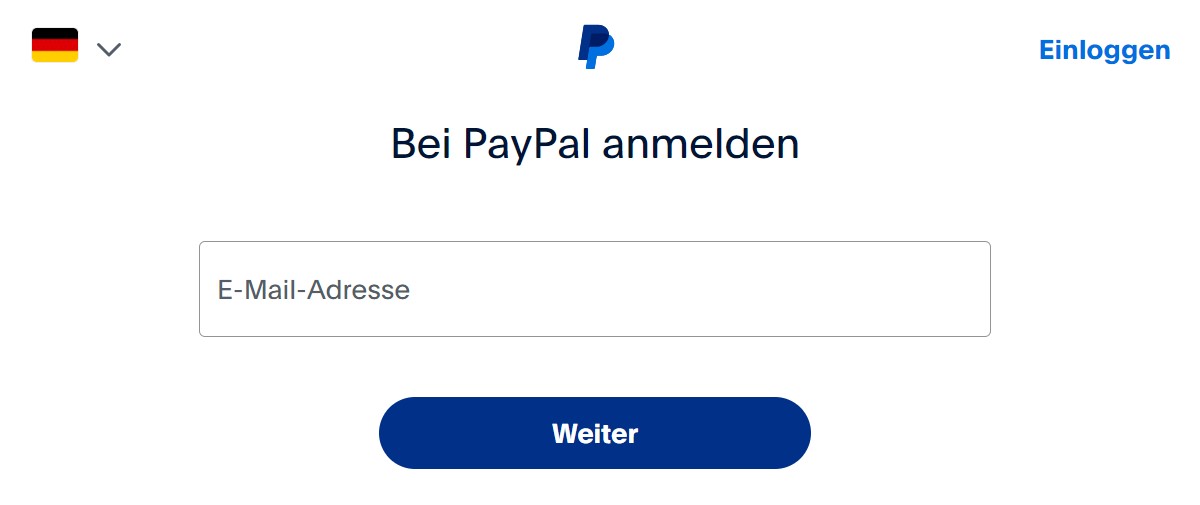 Paypal Regisrierungsform