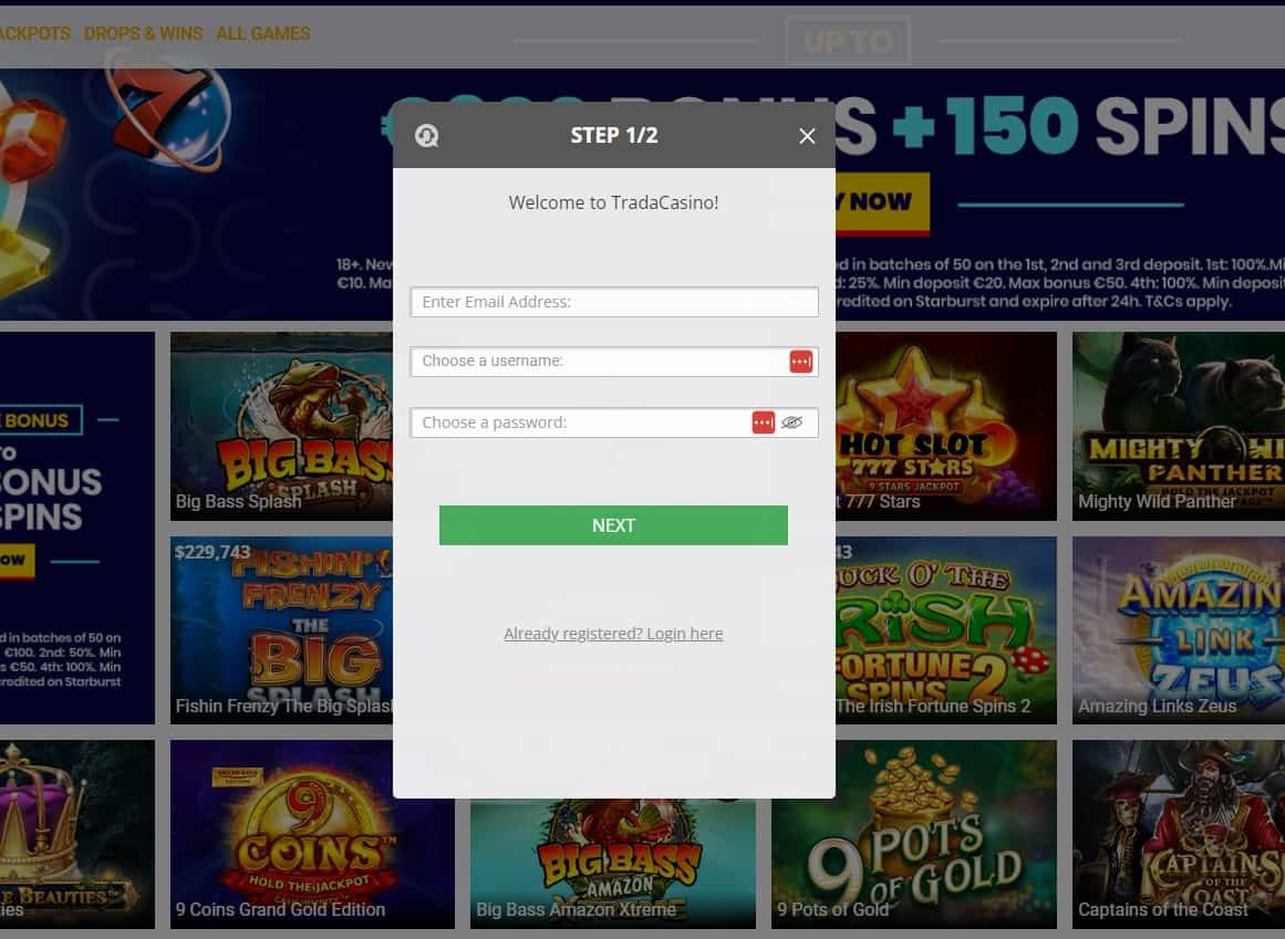 trada casino login